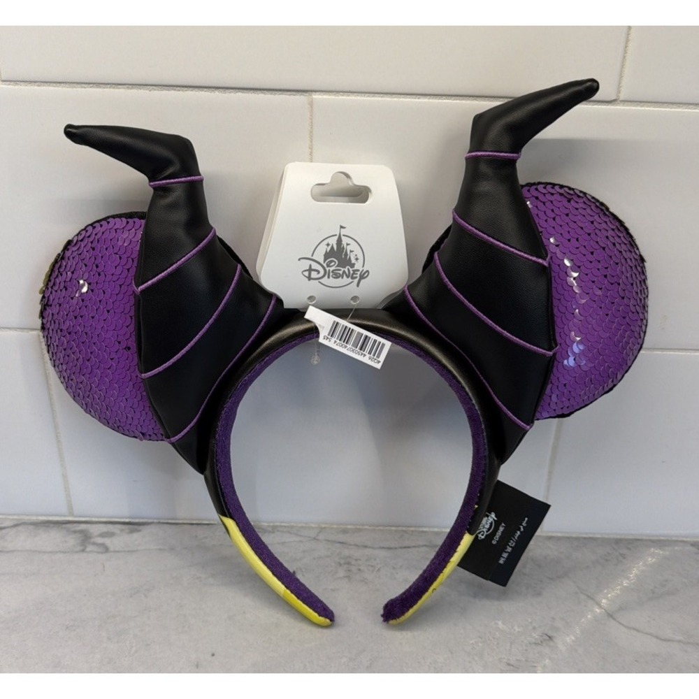 Disney Parks Maleficent Color Change Sequins Mickey Ears Headband New 2026